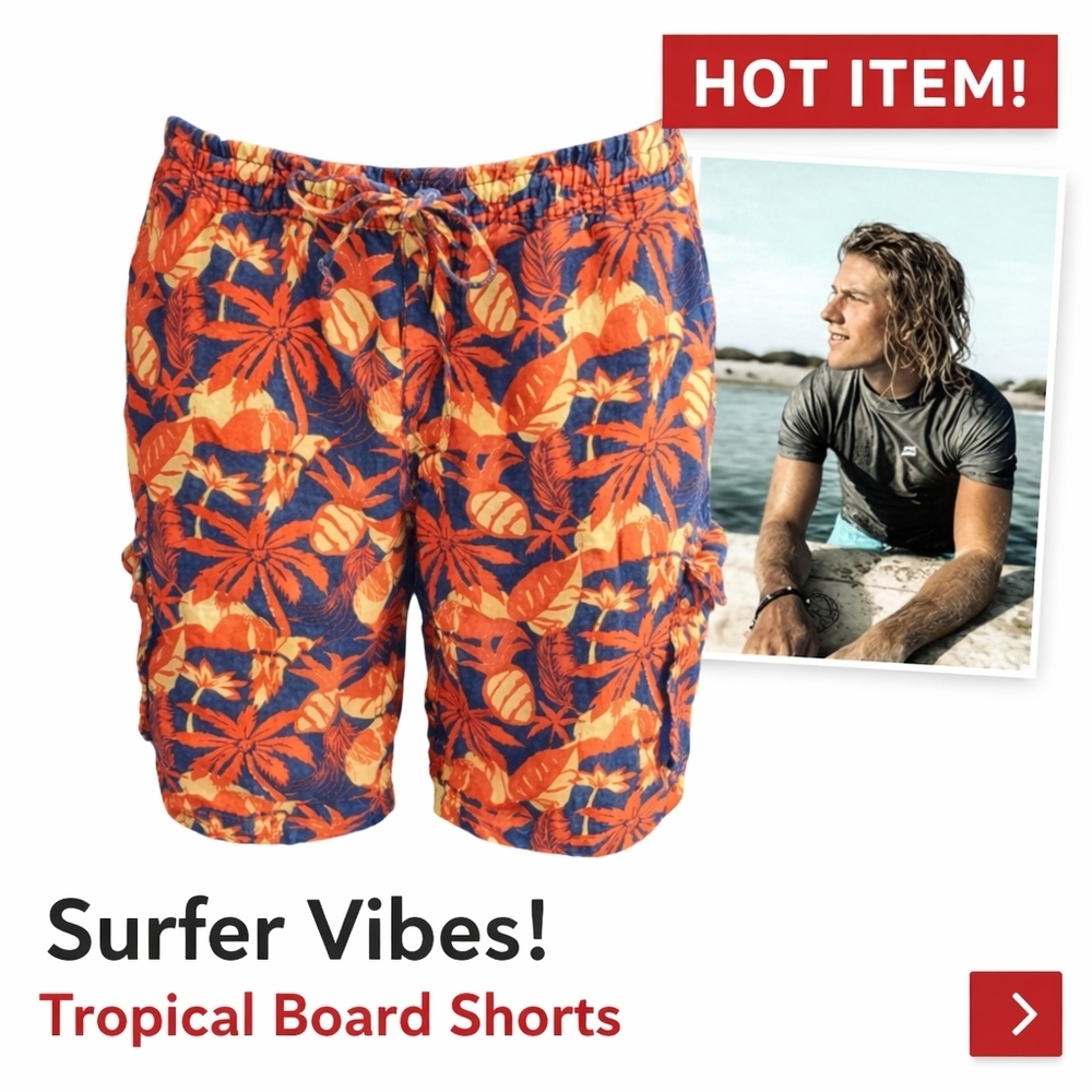 SAKS‎ fifth Avenue surfer boy Tropical shorts L